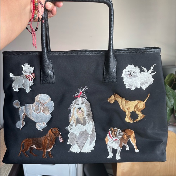 Sydney Love Black Embroidered Dogs Tote Bag - Picture 3 of 8